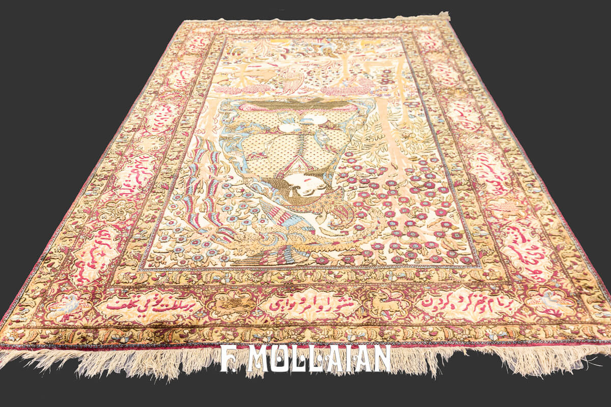 Kashan Mohtasham Pictorial Souf Silk Rug n°:549447